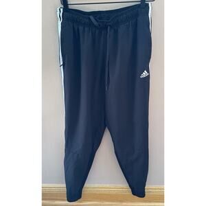 Adidas Mens L Black ClimaCool Training Pants 3 Stripe Logo Athletic Gym Track
